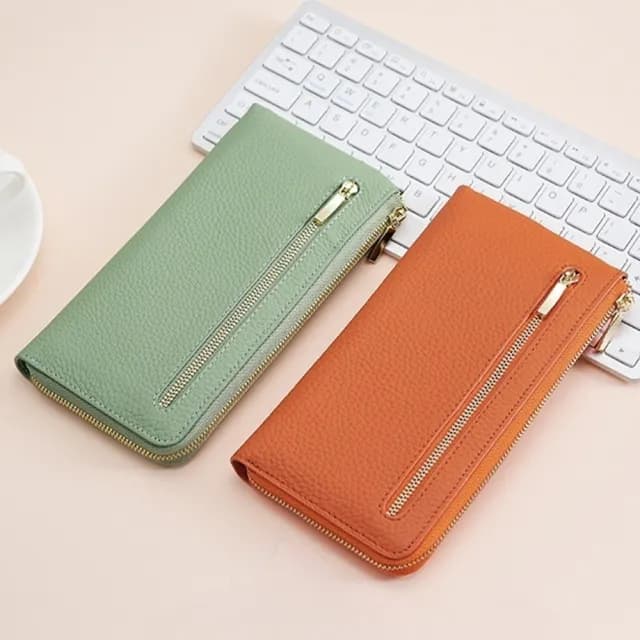 【MoonDy】錢包 長夾 錢包 長款錢包 招財錢包 母錢包 防盜刷 多卡位 手拿包 牛皮