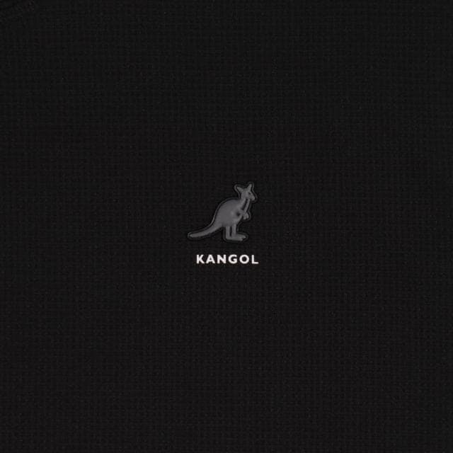 【KANGOL】母親節禮物 短T 黑色 華夫格 假兩件 短袖 袋鼠 中性(6525101820)