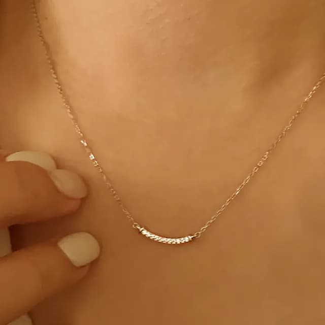 【CReAM】Almira純銀鍍14K金色銀色微笑亮鑽鎖骨鍊女項鍊項鏈(生日 禮物 送禮 禮盒)