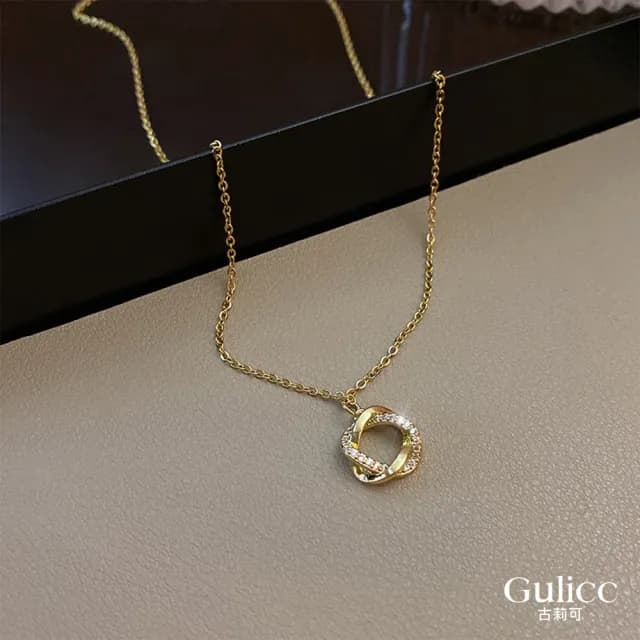 【Golicc】項鍊 簡約輕奢 鑲鑽 鎖骨鍊(七夕 情人節 生日 鎖骨鍊 項鍊 飾品 禮物)