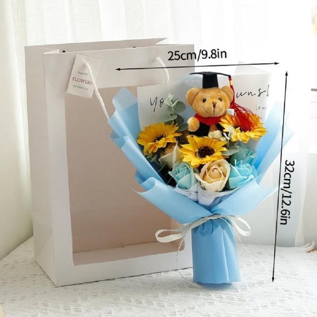 【天使愛美麗】畢業花束  畢業熊花束 小熊花束 向日葵 太陽花(教師節禮物)
