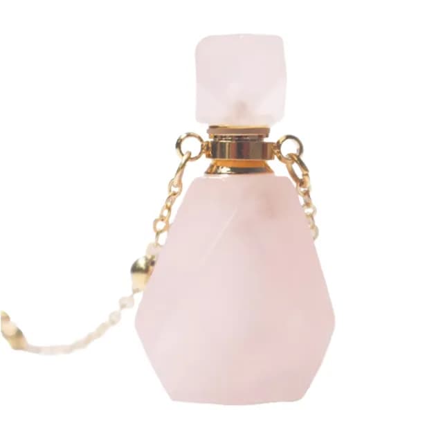 【魅力呢】天然粉水晶精油瓶吊墜(人緣 項鍊 風水 能量石 香水瓶 招財 淨化 送禮 水晶鎮 單鏈 百搭 頸鍊)