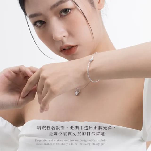 【戀鍊】心中舞蝶 輕奢S925純銀仙女手鍊(韓版 開運 生日禮物 情人節 女生 手環 半手鐲 飾品 百搭)