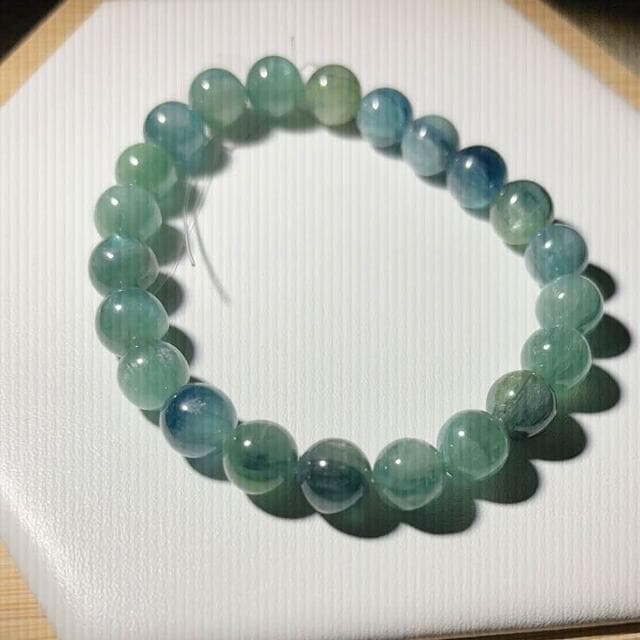 【Paiya 派亞】9-10mm綠色藍晶石手鏈雙色共生藍綠晶石圓珠手串(送禮好物/交換禮物)