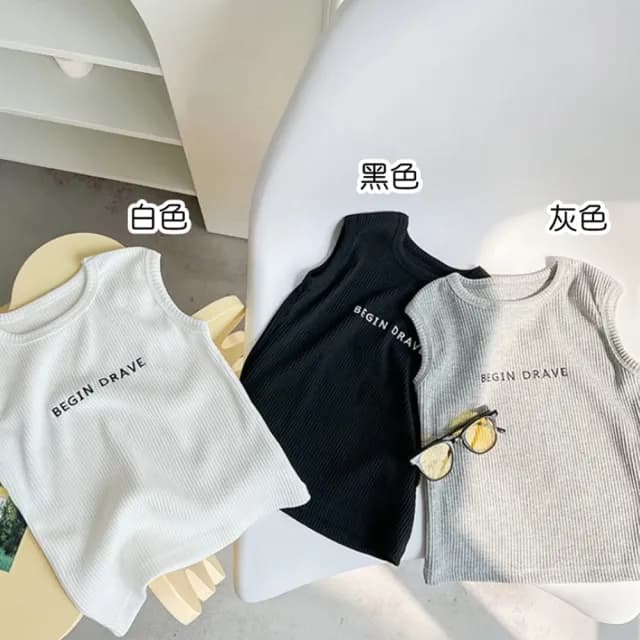 【橘魔法】街頭字母羅紋無袖背心(大童 背心上衣 可單穿 女童 兒童 童裝)