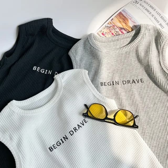 【橘魔法】街頭字母羅紋無袖背心(大童 背心上衣 可單穿 女童 兒童 童裝)