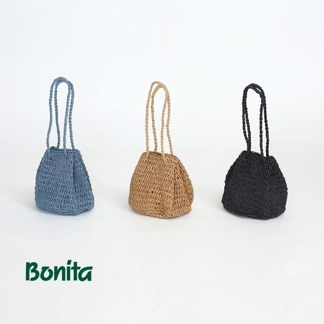 【Bonita 葆倪】母親節禮物 日本進口/手工編織紙藤抽繩二用水筒包/955-5002(天然素材水桶包)