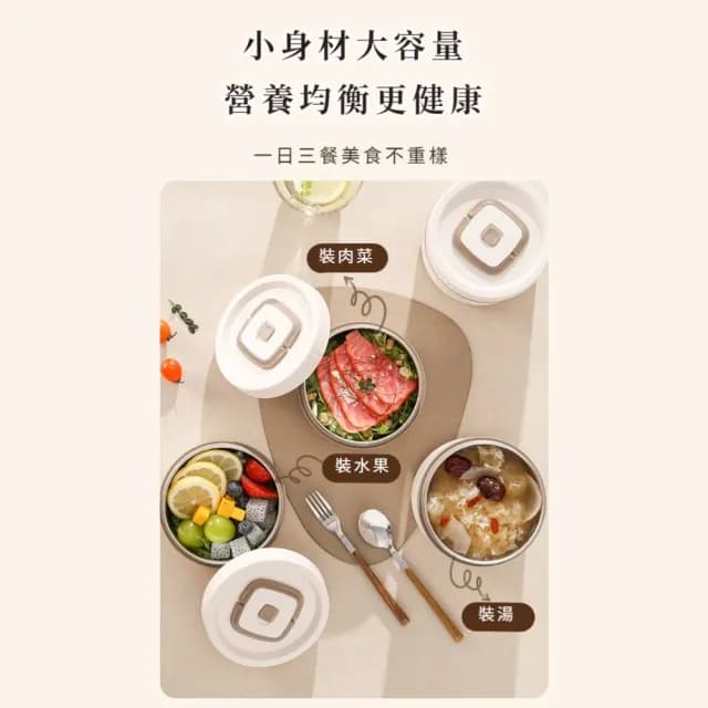 【每美餐】日式304不鏽鋼便當盒4入組-附保溫袋(附餐具組 可微波 保溫飯盒 加熱密封保鮮盒 雙層中空隔熱)