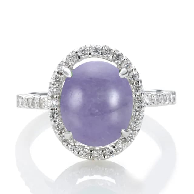 【DOLLY】14K金 緬甸紫羅蘭翡翠鑽石戒指(母親節 長輩送禮首選)