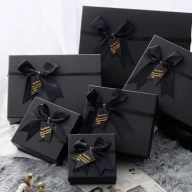 【橘魔法】黑色蝴蝶結緞帶禮盒(禮物盒 禮品包裝 週歲 送禮 生日禮盒 情人節 禮物 紀念日禮物 空禮物盒)