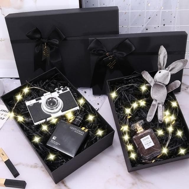 【橘魔法】黑色蝴蝶結緞帶禮盒(禮物盒 禮品包裝 週歲 送禮 生日禮盒 情人節 禮物 紀念日禮物 空禮物盒)