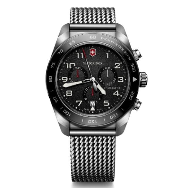 【VICTORINOX 瑞士維氏】Swiss Army 啞光 浮雕數字 計時碼錶 男錶 送禮 禮物推薦(VISA-242048)