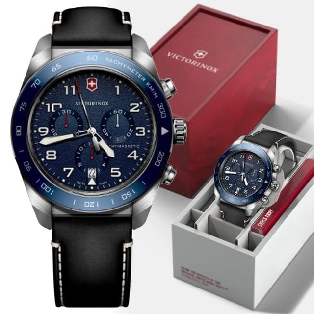 【VICTORINOX 瑞士維氏】Swiss Army 啞光 浮雕數字 計時碼錶 男錶 送禮 禮物推薦(VISA-242047)