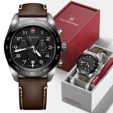 【VICTORINOX 瑞士維氏】Swiss Army 啞光 浮雕數字 計時碼錶 男錶 送禮 禮物推薦(VISA-242046)
