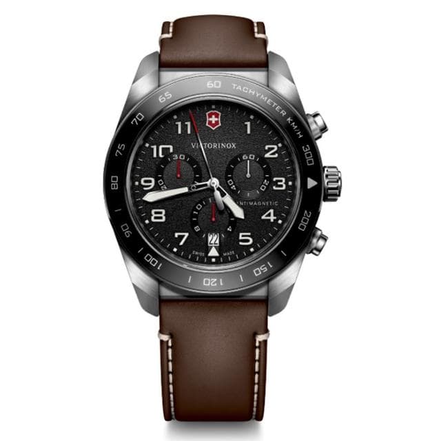 【VICTORINOX 瑞士維氏】Swiss Army 啞光 浮雕數字 計時碼錶 男錶 送禮 禮物推薦(VISA-242046)