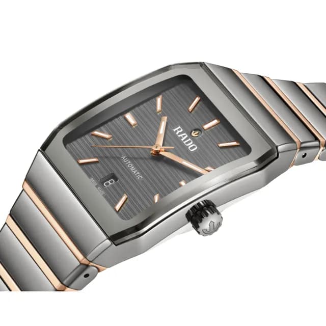 【Rado 雷達表】Anatom 廣告款 方形 電漿高科技陶瓷 銀灰機械錶 禮物推薦 R05(R10203102)
