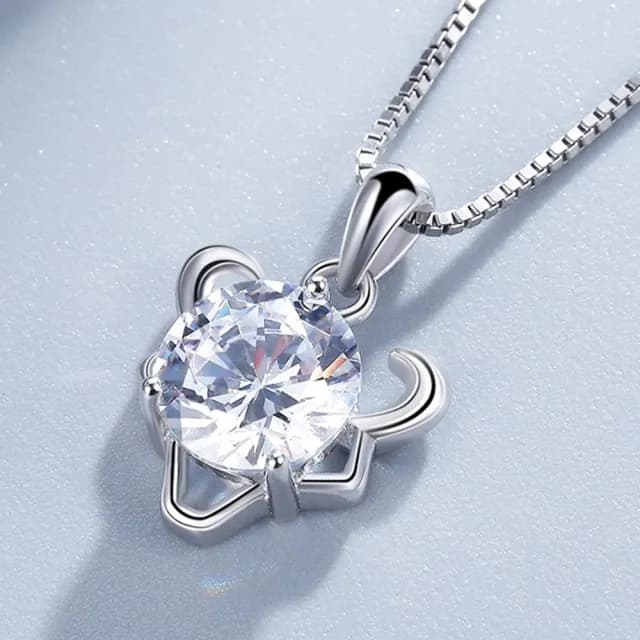 【LEEHER】雙11 女生/項鍊/鋯石/十二星座/飾品/銀飾/鎖骨鏈/S925純銀/純銀項鍊/女生項鍊/1克拉