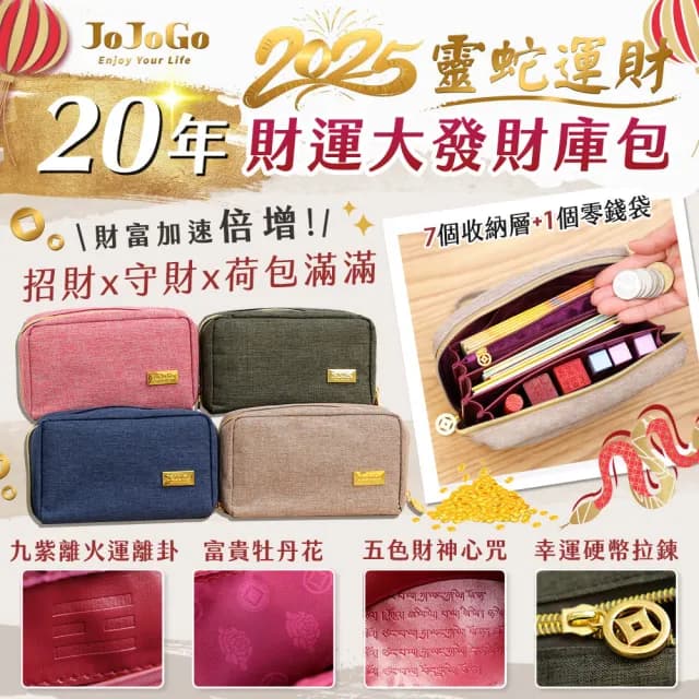 【JOJOGO】20年財運大發財庫包 大容量迷你後背包(存摺包 零錢包 收納包 後背包 迷你包)