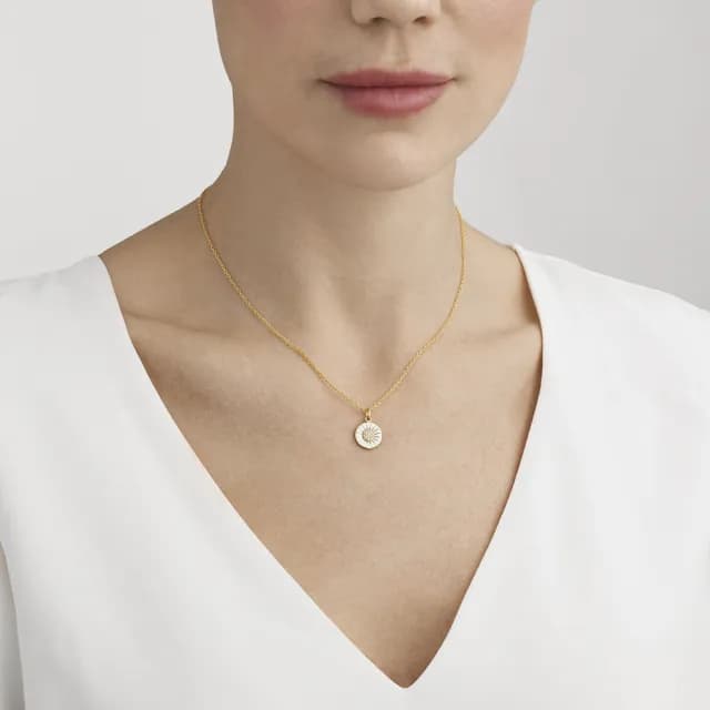 【Georg Jensen 官方旗艦店】DAISY 項鍊 - momo獨家款(18K黃金電鍍純銀 白瓷琺瑯 鑽石)