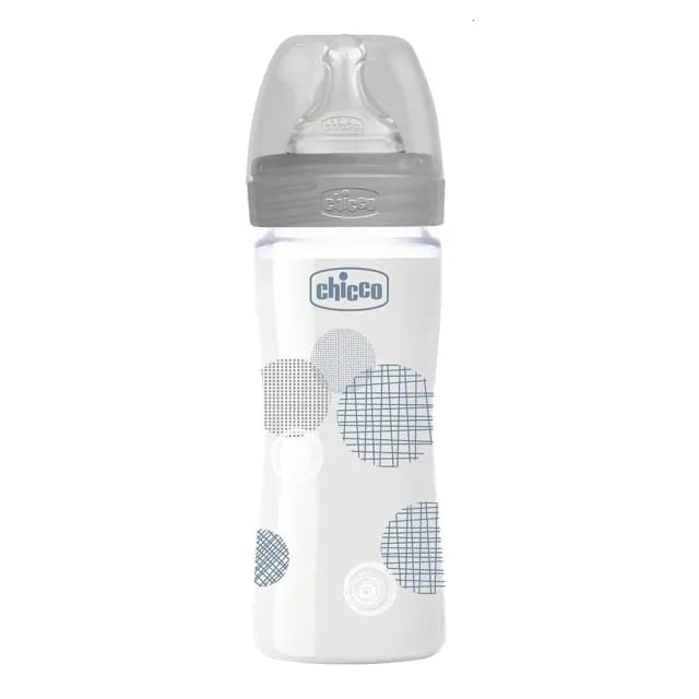 【Chicco 官方直營】舒適哺乳-防脹氣玻璃奶瓶240ml 小單孔(0m+)