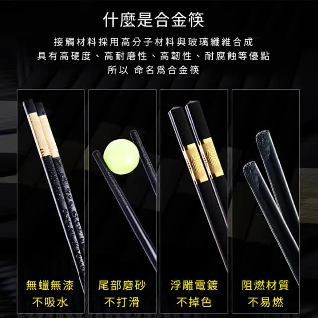 【樂邦】金福高分子玻璃纖維耐高溫合金筷/20雙(筷子 抗菌 耐高溫 餐具 防滑)