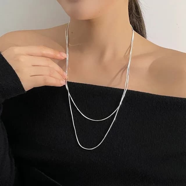 【KT DADA】純銀項鍊 抗過敏項鍊 飾品 項鍊 毛衣鍊 長鍊 百搭 女生項鍊 女生禮物 氣質項鍊 s925