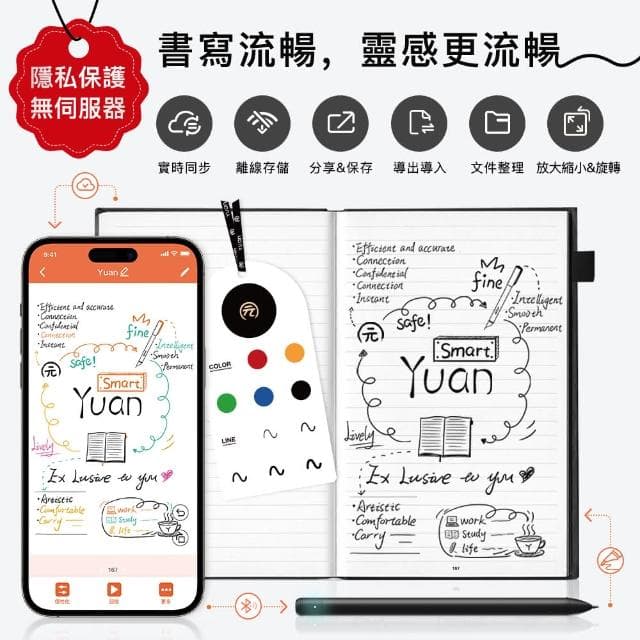 【YUAN元筆記】智慧筆+筆記本禮盒組(離線書寫 免註冊登入 質感生活必備 記錄生活靈感 母親節禮物)