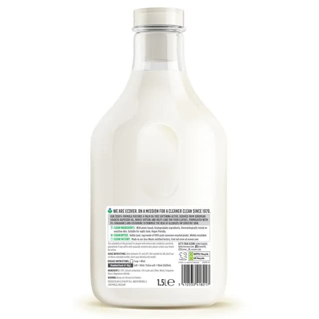 【ECOVER 宜珂】無添加ZERO親膚低敏柔軟精1500ml(嬰兒柔軟精 幼兒衣物)