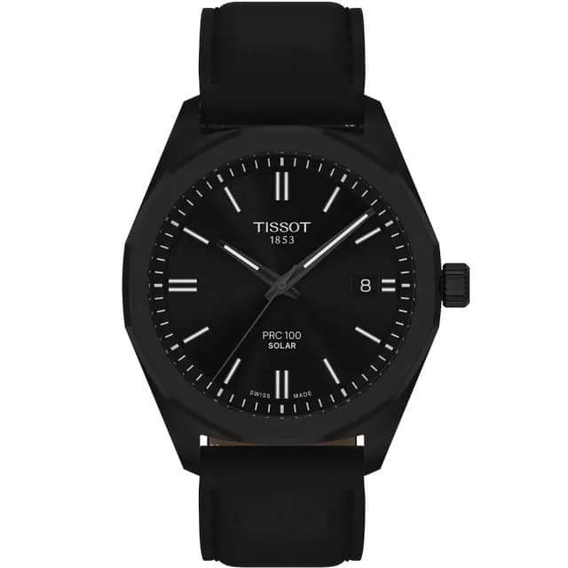 【TISSOT 天梭 官方授權】PRC 100 Solar T151.422.36.051.00 太陽能手錶 黑皮帶 送禮 推薦(T1514223605100)