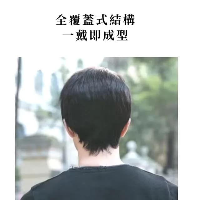 【一戴變身】港風型男蓬鬆自然整頂式假髮(帥氣日常 瀏海 假髮片 遮白髮 遮頭禿 父親節禮物 男士假髮)