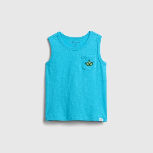 【GAP】男幼童裝 Gap x Disney迪士尼聯名 刺繡/印花圓領背心-藍色(767442)