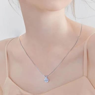 【LEEHER】女生/項鍊/鑽石項鍊/銀飾/六爪項鍊/飾品/s925純銀/鎖骨鏈/首飾/一克拉項鍊/高級感/生