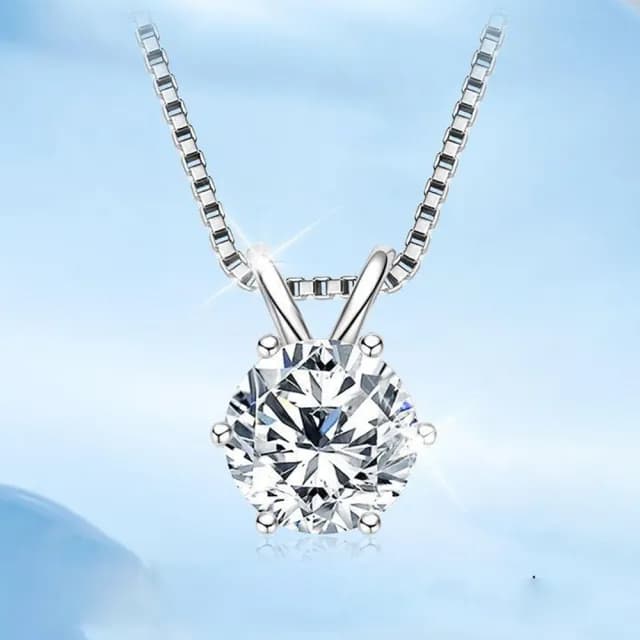 【LEEHER】女生/項鍊/鑽石項鍊/銀飾/六爪項鍊/飾品/s925純銀/鎖骨鏈/首飾/一克拉項鍊/高級感/生