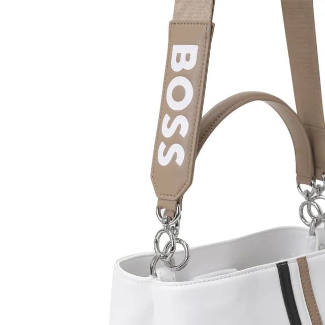 【BOSS GOLF】父親節禮物 LEATHER TOTE BAG 女士 皮革托特包 卡其色(BS24SSWB2020100F)