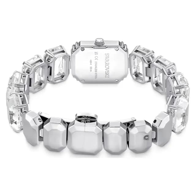 【SWAROVSKI 施華洛世奇】八角切割水晶腕錶 白色方形錶 時尚穿搭 母親節禮物推薦(5621173)