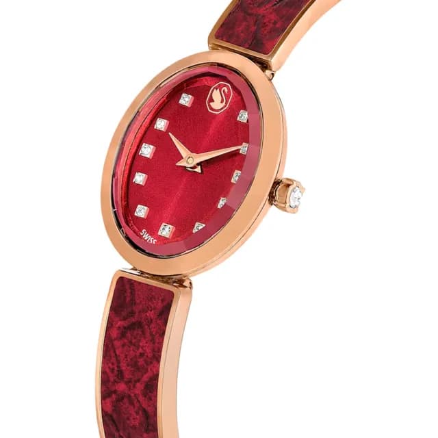 【SWAROVSKI 施華洛世奇】奢華時尚手鐲錶 水晶飾品 紅色 母親節優惠 女生禮物推薦/29x26mm(5675998)
