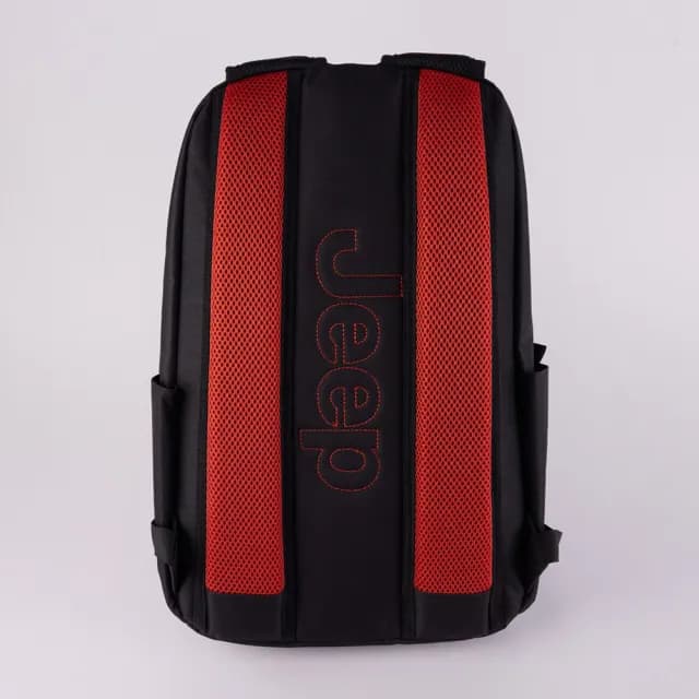 【JEEP】情人節禮物 多功能品牌LOGO後背包(黑橘色)