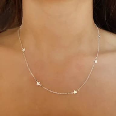 【CReAM】Darlene銀合金鍍18K金色銀色七顆五角星星女項鍊(生日 禮物 送禮 禮盒)