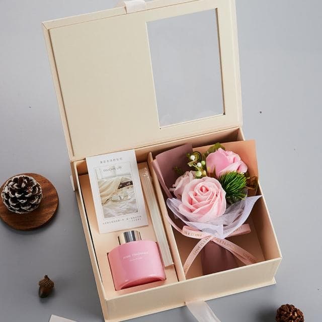 【YING SHUO】買一送一 香薰花藝禮盒 擴香瓶套組(香皂花 七夕 聖誕節 生日 教師節禮物)