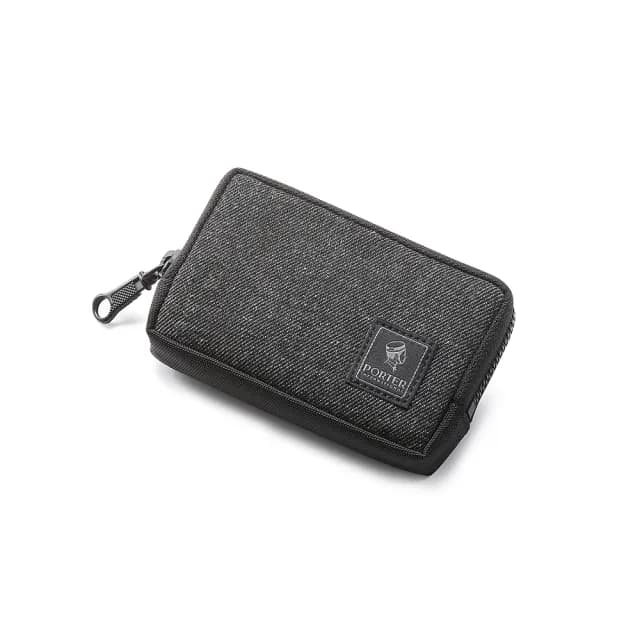 【PORTER INTERNATIONAL】牛仔拼接PATCH WORK零錢包(黑)