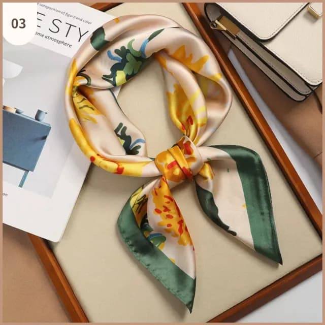 【WOONUE】多款春時尚歐美70cm貴婦高級絲緞絲綢質感小領巾方巾絲巾圍巾頭巾(母親老婆女友閨蜜情人節禮物)