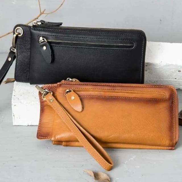 【LEESA】雙11 長款錢包\長夾\錢包\手拿包\手挽包\多功能包包\牛皮包\多卡位錢包\男錢