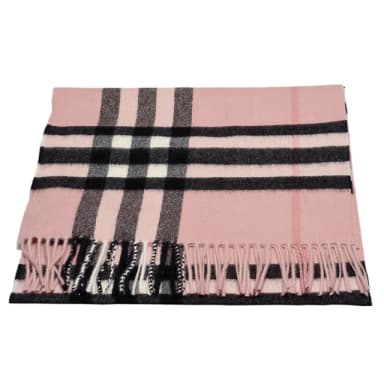 【BURBERRY 巴寶莉】經典大格紋喀什米爾羊毛圍巾(煙薰玫瑰3994133-ASH ROSE)