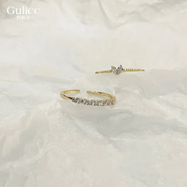 【Gulicc】戒指 輕奢方晶 愛心 雙戒(雙11 聖誕節 生日 造型戒 食指戒 尾戒 禮物)