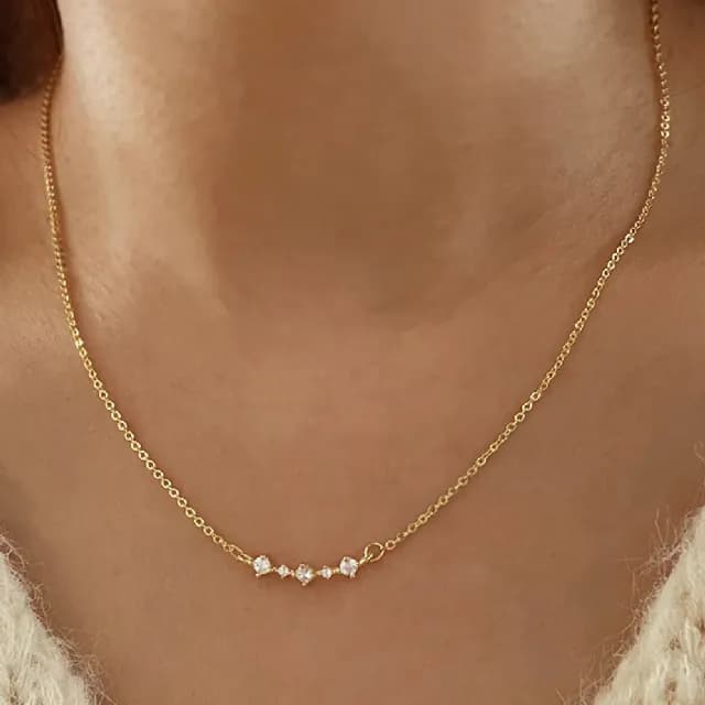 【CReAM】Hilary S925純銀耀眼五鑽石鋯石女項鍊金/銀(生日 禮物 送禮 禮盒)