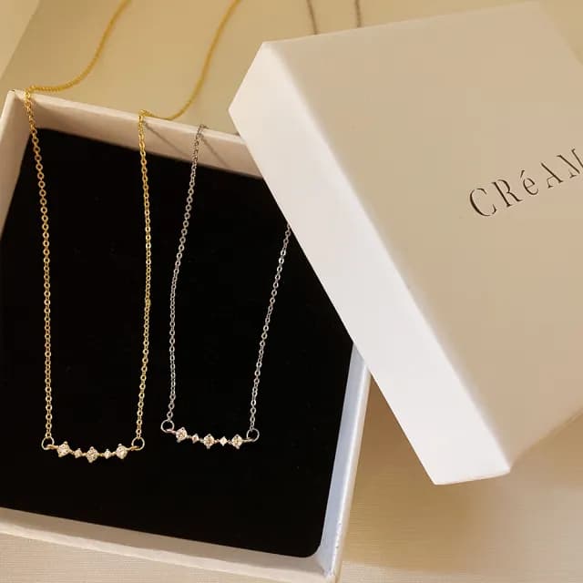 【CReAM】Hilary S925純銀耀眼五鑽石鋯石女項鍊金/銀(生日 禮物 送禮 禮盒)