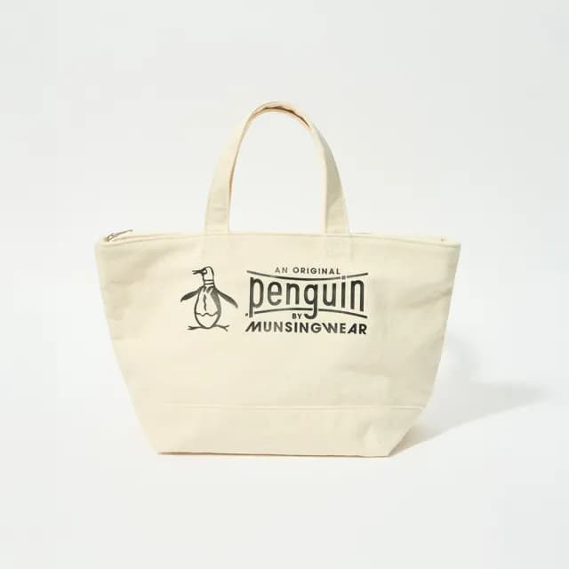 【Munsingwear】父親節禮物 企鵝牌 日常百搭微復古文青必備 白色帆布托特包 MGVP0502