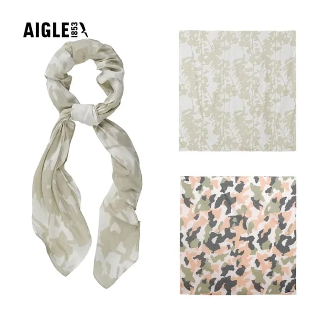 【AIGLE】有機棉印花圍巾｜AG-FAT00(有機棉 圍巾 披巾)