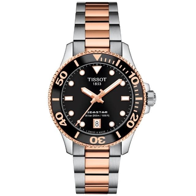 【TISSOT 天梭 官方授權】SEASTAR 1000 潛水石英對錶 母親節 禮物 推薦(T1204102205101+T1202102205101)