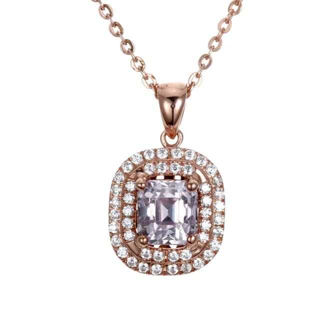 【DOLLY】1克拉 無燒斯里蘭卡蓮花藍寶石18K玫瑰金鑽石項鍊-002(母親節 長輩送禮 交換禮物首選)